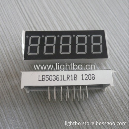 5 Digit 0.36 Inch Common Cathode Super Bright Red 7 Segment Led Display-36.5 X 14 X 7mm 